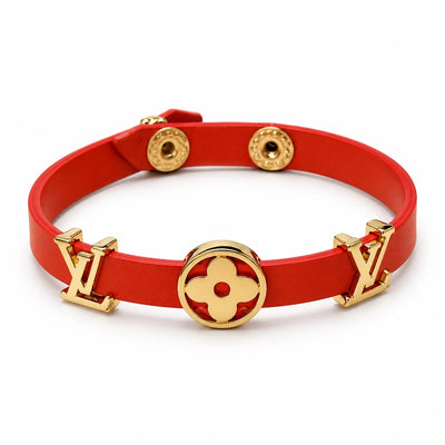 Red Monogram Charm Bracelet