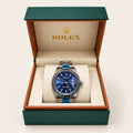 Rolex-Style Blue Dial Date Watch