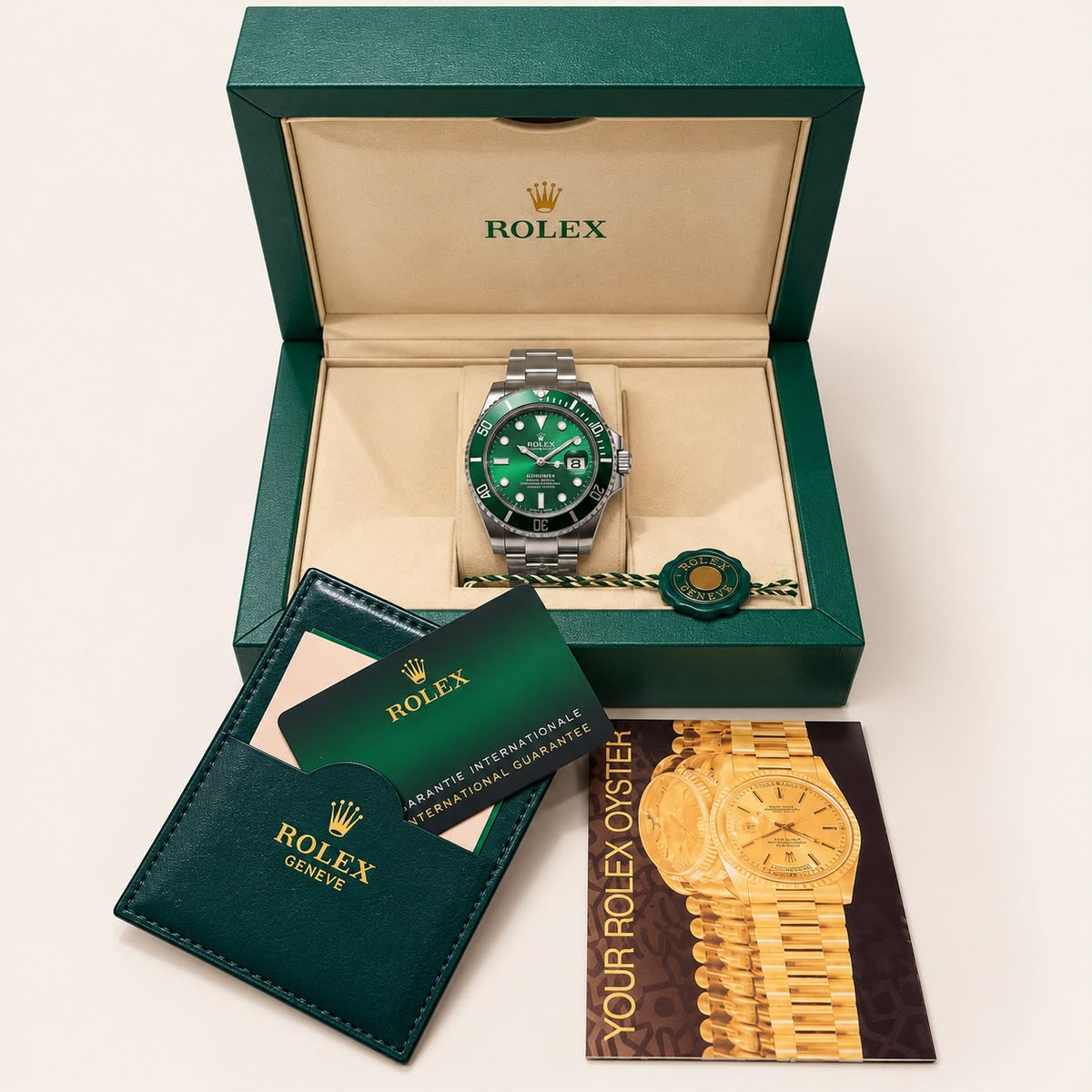 Rolex-Style Green Diver Watch — Premium Box Set