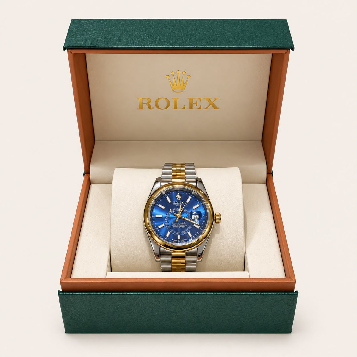 Rolex-Style Two-Tone Blue Dial Watch