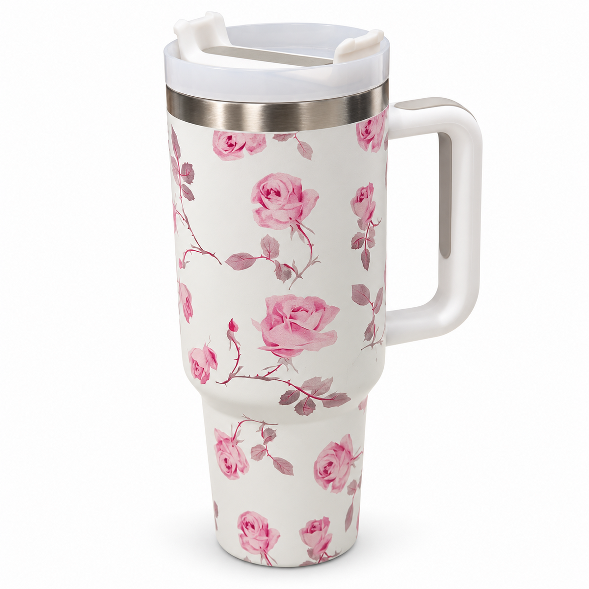 Rose floral travel tumbler