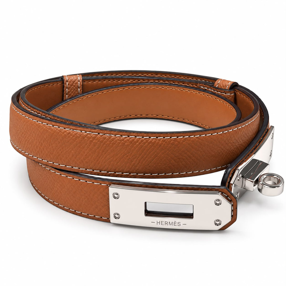 Tan double-wrap lock bracelet
