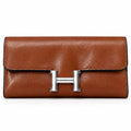 Tan H-Clasp Long Wallet
