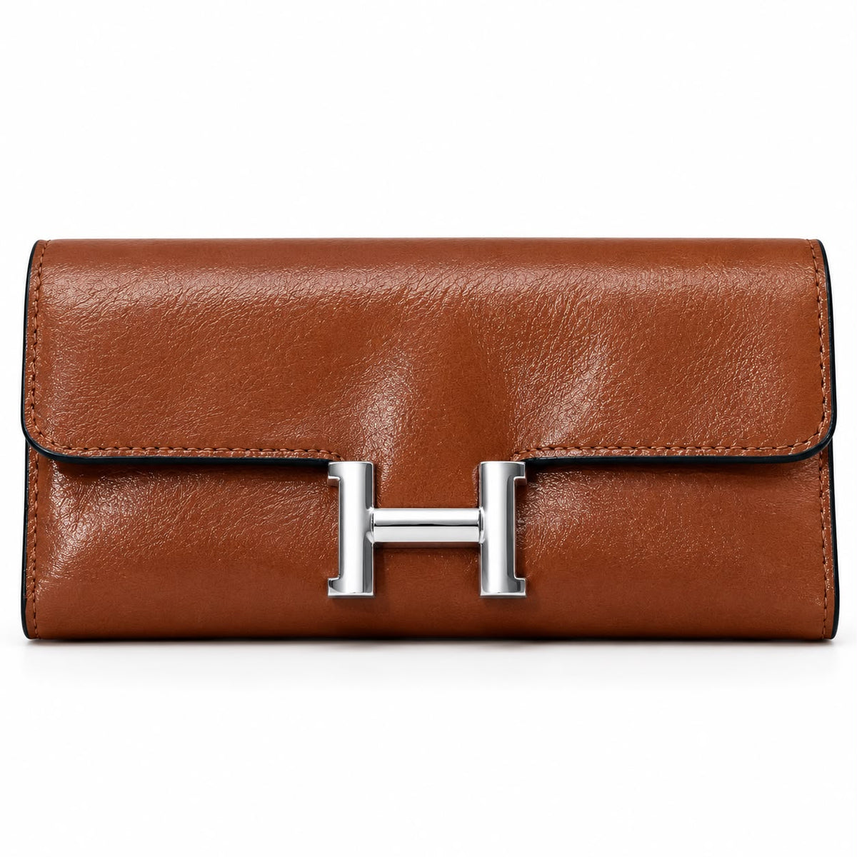 Tan H-Clasp Long Wallet