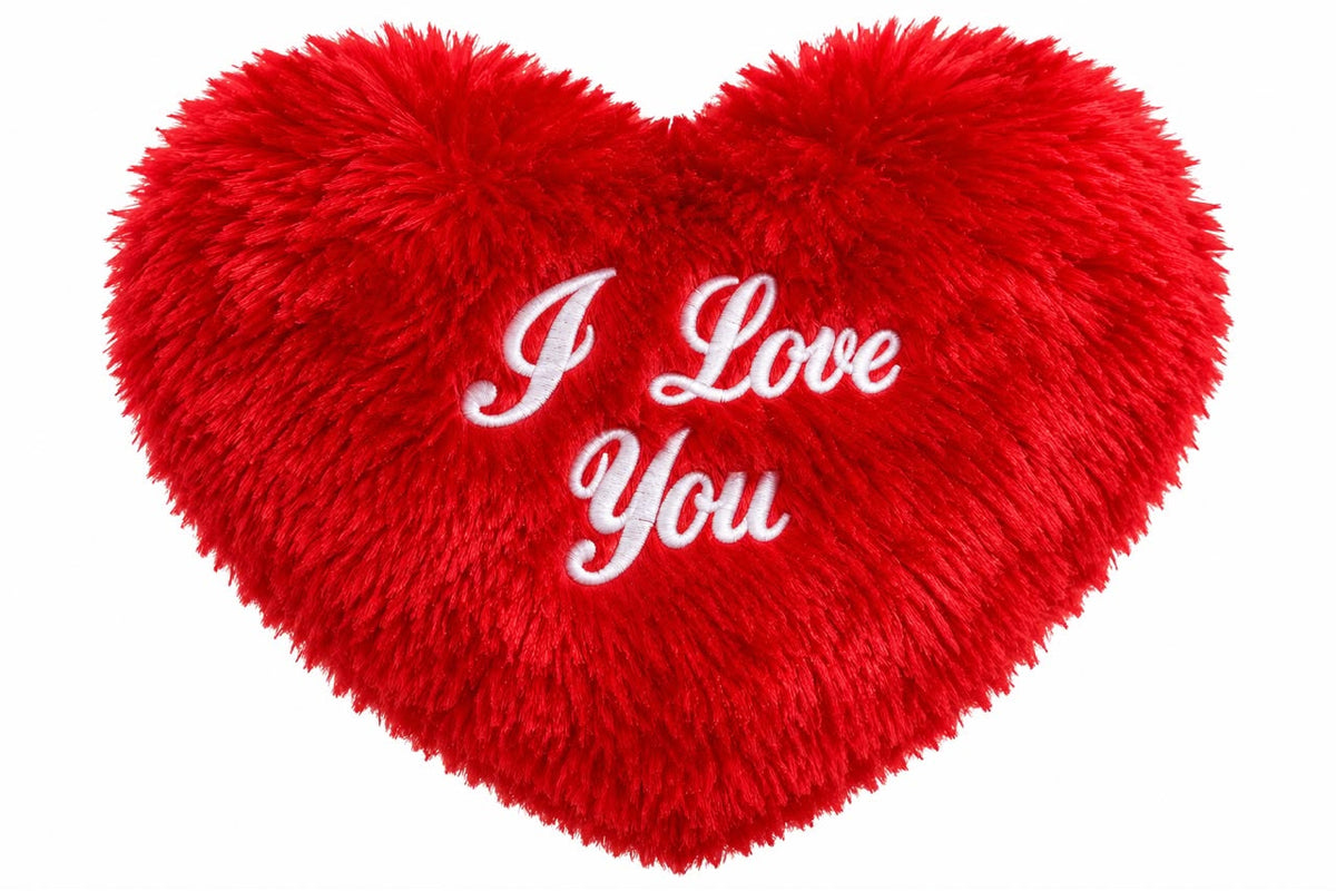 Red I Love You Heart Plush Pillow