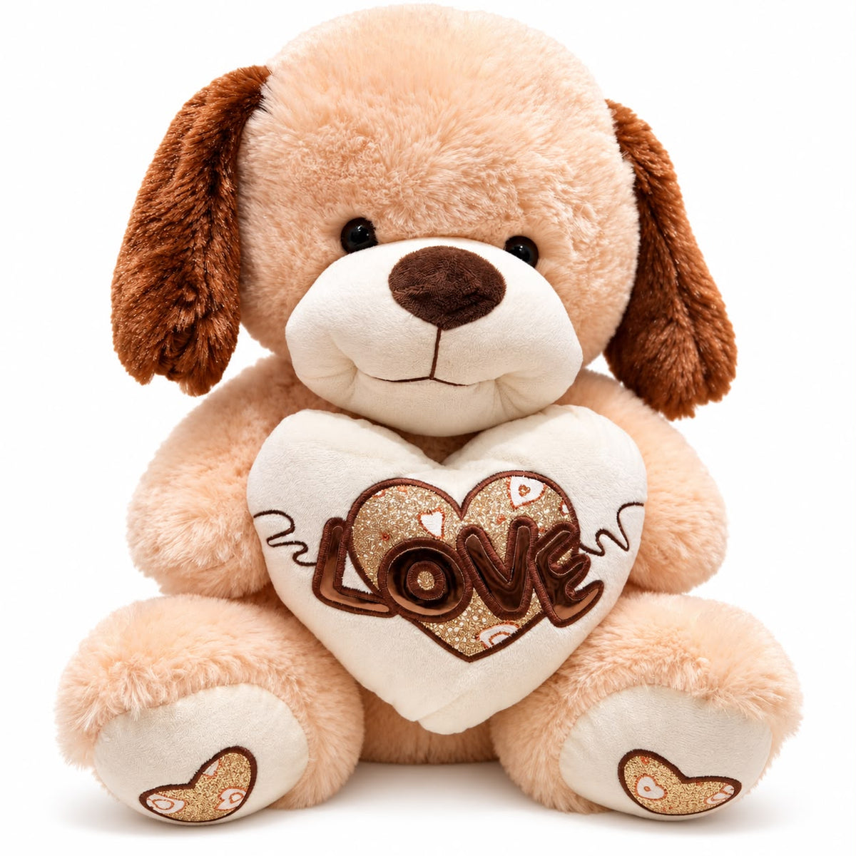 Beige Puppy with LOVE Heart Plush