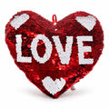 Red Sequin LOVE Heart Plush Pillow