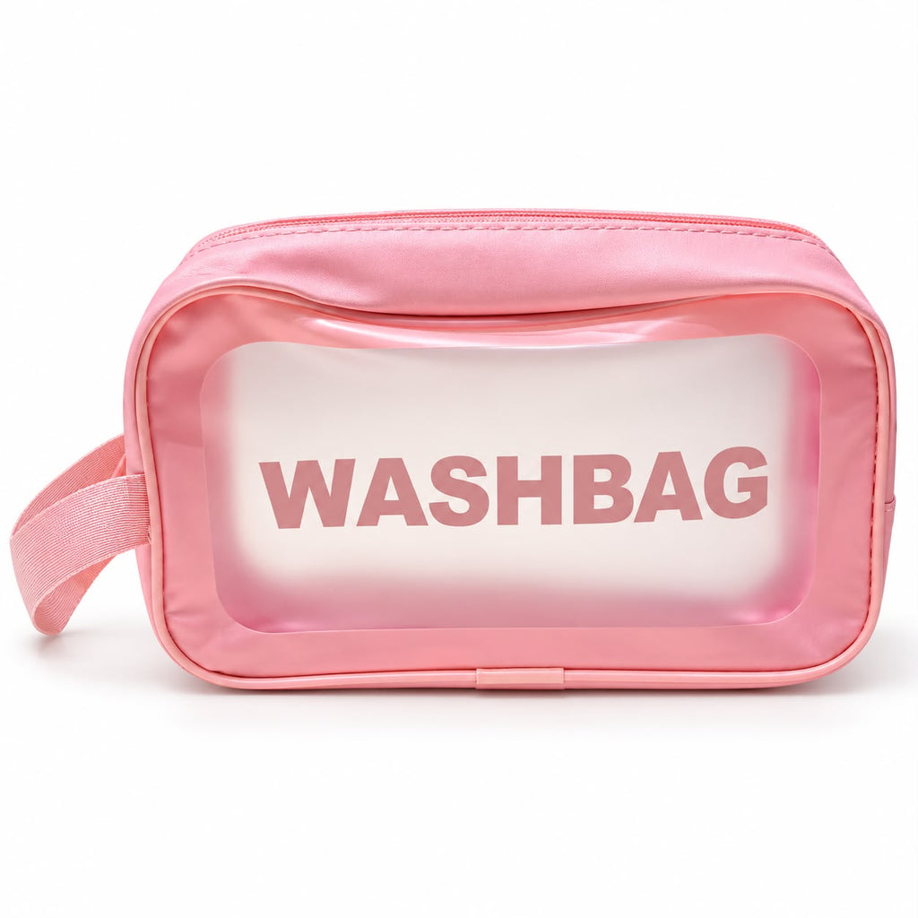 Pink transparent washbag small