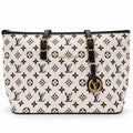 White & Black Monogram Tote Bag