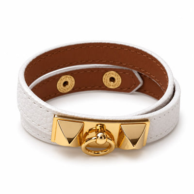 White Double-Wrap Ring Hardware Bracelet