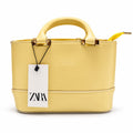 Zara Yellow Structured Handbag